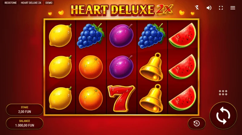 Heart Deluxe 2x - ekran za igru sa 5×3 bubnjevima